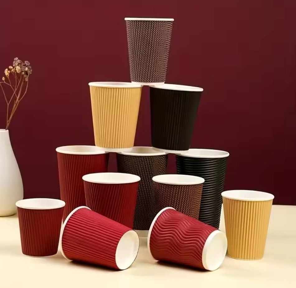 Ripple wall paper cup for hot drinking
